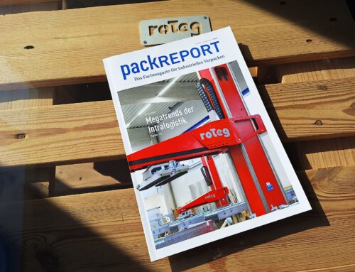 roTeg auf der Packreport Titelseite: Palettierer im Fokus